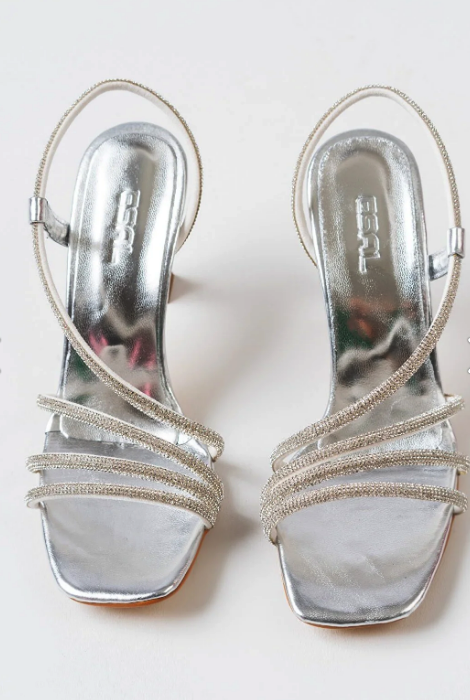 Esal Store Stone Evening Dress Women's Heeled Shoes Silver TYC00763387649