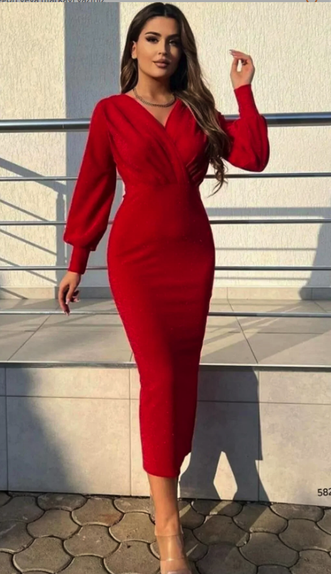 JANES Double Breasted Collar Long Sleeve Crepe Fabric Midi Length Evening Dress Double Breasted Graduation