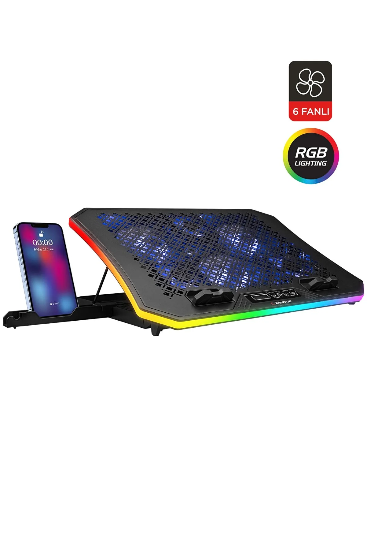 Rampage AD-RC34 METAFOR Notebook Cooler Stand with RGB lighting