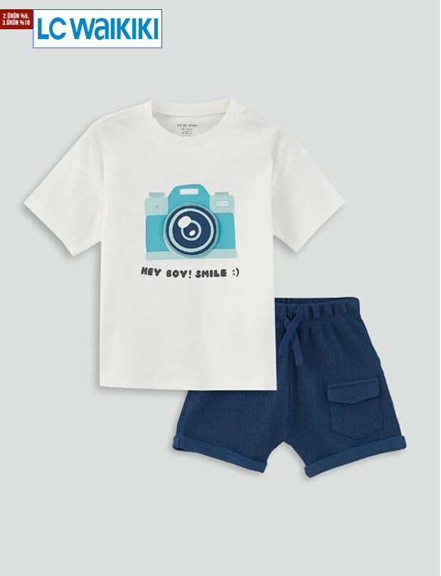 LCW baby Bicycle Short Short Sleeve Printed Baby Boy T-Shirt and Shorts 2-Pack