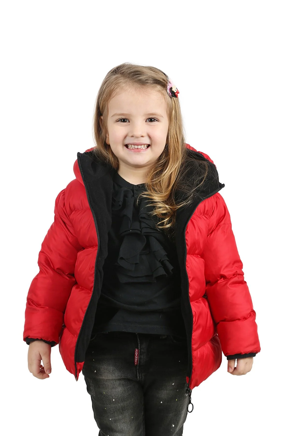 Montland Girl's Red Hooded Waterproof Windproof Padded Winter Jacket - ML-FS-3-K